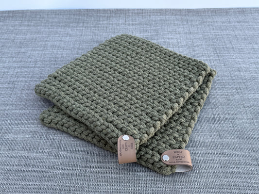 Gehäkelte Topflappen / Topfuntersetzer aus 100% recycelter Baumwolle
