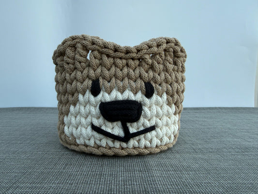 Handgefertigter Häkelkorb „Bär“ Bärenkorb gehäkelter Tierkorb 16x14cm