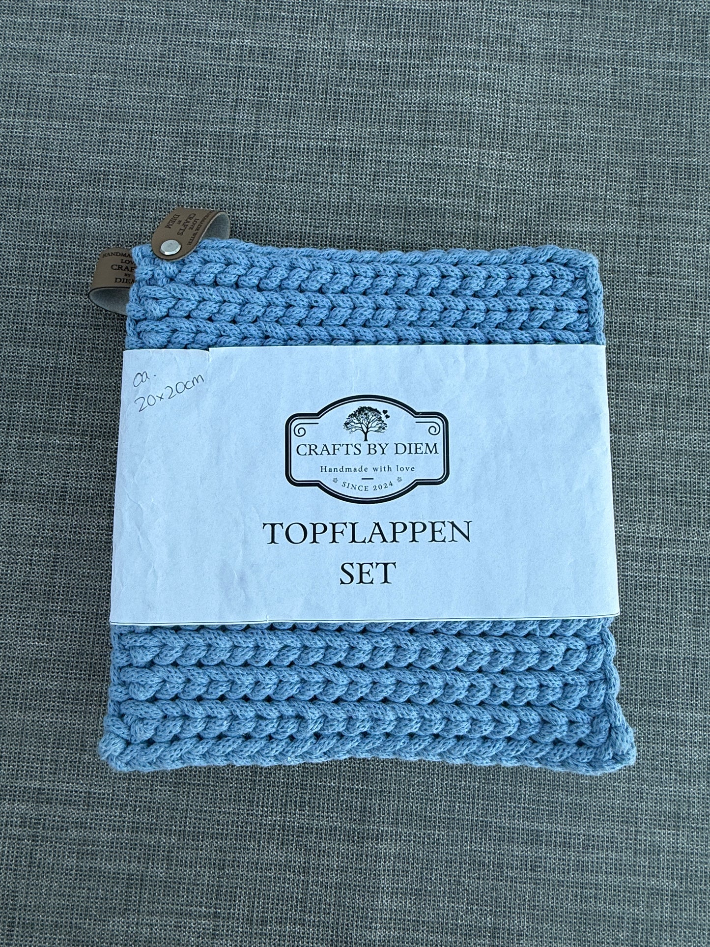 Gehäkelte Topflappen / Topfuntersetzer aus 100% recycelter Baumwolle