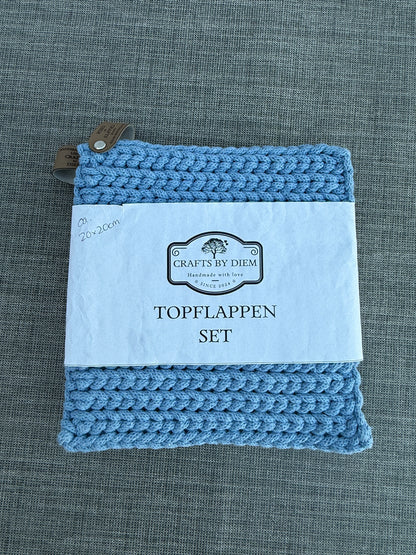 Gehäkelte Topflappen / Topfuntersetzer aus 100% recycelter Baumwolle