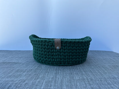 Handgefertigter Brotkorb mit Henkel 24x9cm Häkelkorb Strickmuster
