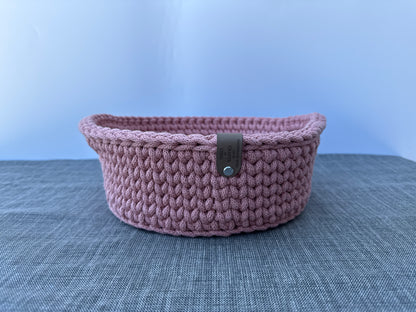 Handgefertigter Brotkorb mit Henkel 24x9cm Häkelkorb Strickmuster