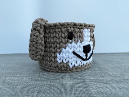 Handgefertigter Häkelkorb „Hund“ Hundekorb gehäkelter Tierkorb 16x14cm