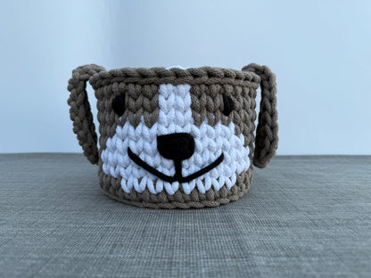 Handgefertigter Häkelkorb „Hund“ Hundekorb gehäkelter Tierkorb 16x14cm