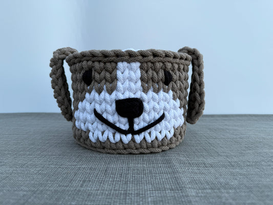 Handgefertigter Häkelkorb „Hund“ Hundekorb gehäkelter Tierkorb 16x14cm
