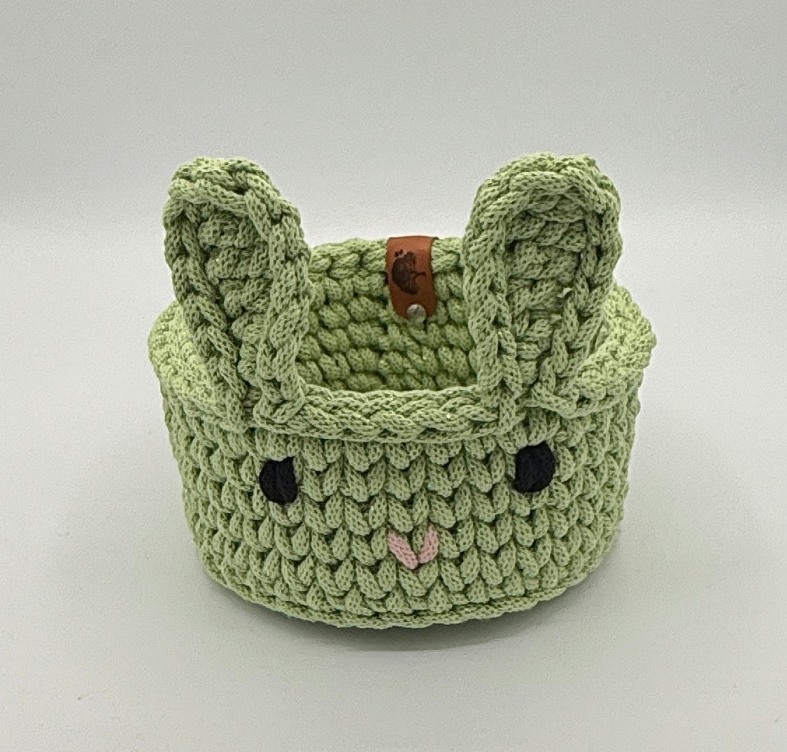 Korb Osterhase mit Ohren Osterkorb 16x8,5cm Häkelkorb Strickmuster Ostern Hase