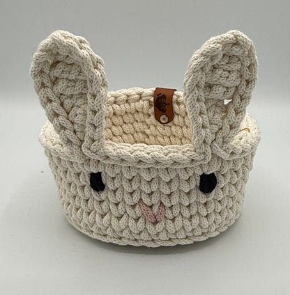 Korb Osterhase mit Ohren Osterkorb 16x8,5cm Häkelkorb Strickmuster Ostern Hase