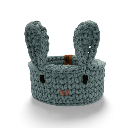 Korb Osterhase mit Ohren Osterkorb 16x8,5cm Häkelkorb Strickmuster Ostern Hase