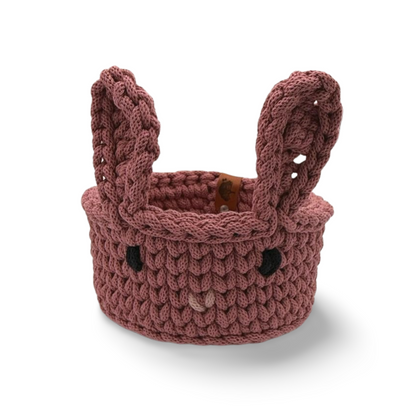 Korb Osterhase mit Ohren Osterkorb 16x8,5cm Häkelkorb Strickmuster Ostern Hase