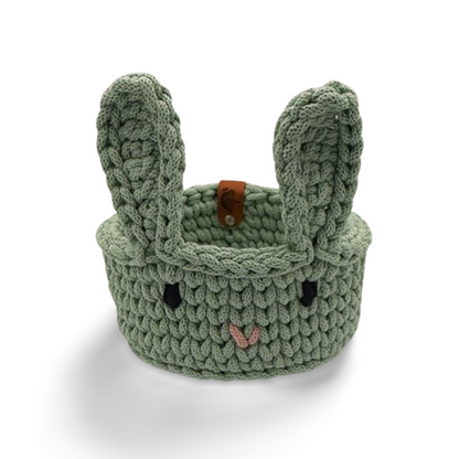 Korb Osterhase mit Ohren Osterkorb 16x8,5cm Häkelkorb Strickmuster Ostern Hase