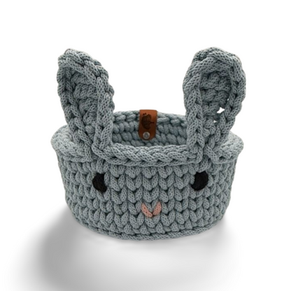 Korb Osterhase mit Ohren Osterkorb 16x8,5cm Häkelkorb Strickmuster Ostern Hase