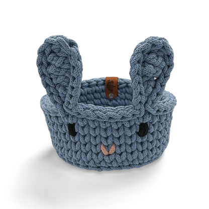 Korb Osterhase mit Ohren Osterkorb 16x8,5cm Häkelkorb Strickmuster Ostern Hase