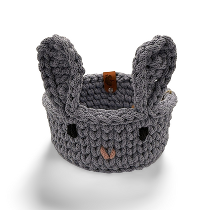 Korb Osterhase mit Ohren Osterkorb 16x8,5cm Häkelkorb Strickmuster Ostern Hase